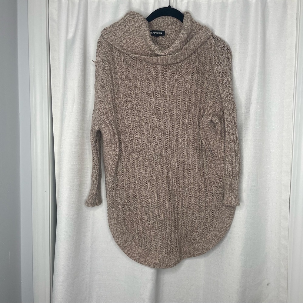 Express Brown Cowl Turtleneck Sweater